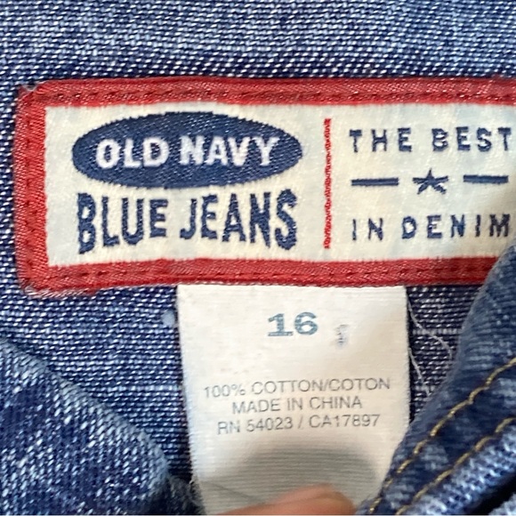Old Navy Juniors Overalls The Best in Demin Classic Blue Jeans Size 16 Cotton - Picture 10 of 16